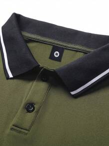 2pcs Set Men Polo Collar Long Sleeve Solid Color Casual Sports Shirt, Spring & Autumn - Multicolor - View 9