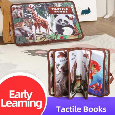 1pc Infant Animal Farm Touch & Feel Book, Realistic Animal Fur Texture, Baby's Hands Touch Nature, Infant Cognitive Toy, Tear-Resistant 3D Early Education Touch Book, Baby Shower/Children's Day Gift