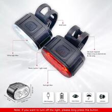 NetHong Mountain Bike Lights USB Rechargeable Bicycle T6 LED Torch Front Rear Lamp Set - Black - View 3