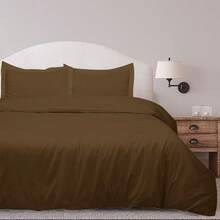 Juego de 3 piezas: Fundas de edredón Royal Linens de doble cepillado tamaño cama completa con cierre de cremallera - Chocolate - Ver 1