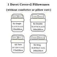 可爱熊印花床上用品套装，3件套不含羽绒被套，柔软涤纶纤维，一个羽绒被套和2个枕套，适合所有季节，舒适的卧室装饰英寸 - HQQ-SJT0114 - 查看 2