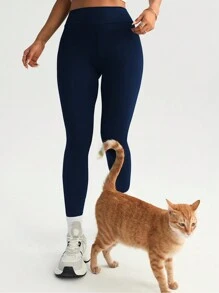 FWH 塑形高腰瑜伽裤，V 形收腹设计，提臀贴合，奢华简约风格，高腰压缩拉长身形，适合多种运动，低调奢华复古运动休闲风，V 腰瑜伽裤，提臀紧身裤，经典配色，视觉显瘦，春季奢华塑形打底裤 - 藏蓝色 - 查看 4