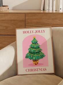 1pc Retro Christmas Tree Print, Pink Wall Art, Waterproof Canvas, Artwork For Home Decor, Suitable For Bedroom, Office, Living Room, Cafe, Bar, Indoor/Outdoor Use, Spring/Summer Season, Ink On Canvas, Unframed Christmas Decoration XMAS Decor Christmas Tree Gift Decor Thanksgiving Wedding Home Decor Home Decor Fall Decor Autumn Decor Birthday Decorations For Gifts Party Supplies Indoor Holiday Festival Decor Halloween Decor Wall Decor Halloween Ornaments