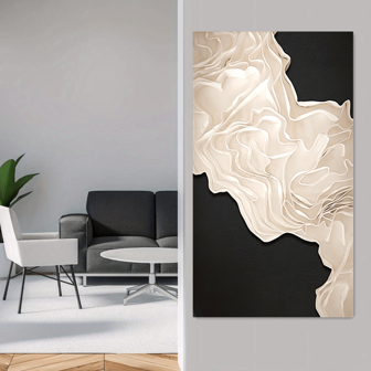 1 件现代简约几何帆布艺术印刷品，时尚主题黑白抽象花卉图案海报，适用于客厅、卧室、家庭办公室、教室的墙壁装饰，无框架