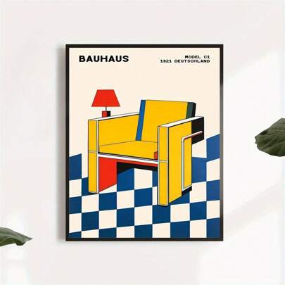 Bauhaus Chair Art Print: Geometric Abstract Retro Poster,Wall Art,Canvas Gifts Birthday Graduation