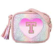 适合 2 3 4 5 6 7 8 9 10 岁女孩的生日礼物，可爱小女孩钱包幼儿钱包，小号首字母单肩斜挎包，适合女儿宝宝的个性化圣诞礼物 - Glitter-pinkletter - 查看 15