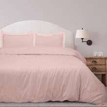 Juego de 3 piezas de Royale Linens, Inc.: Fundas nórdicas de satén royal doble suave con cierre de cremallera para cama de matrimonio - Rosa - Ver 2
