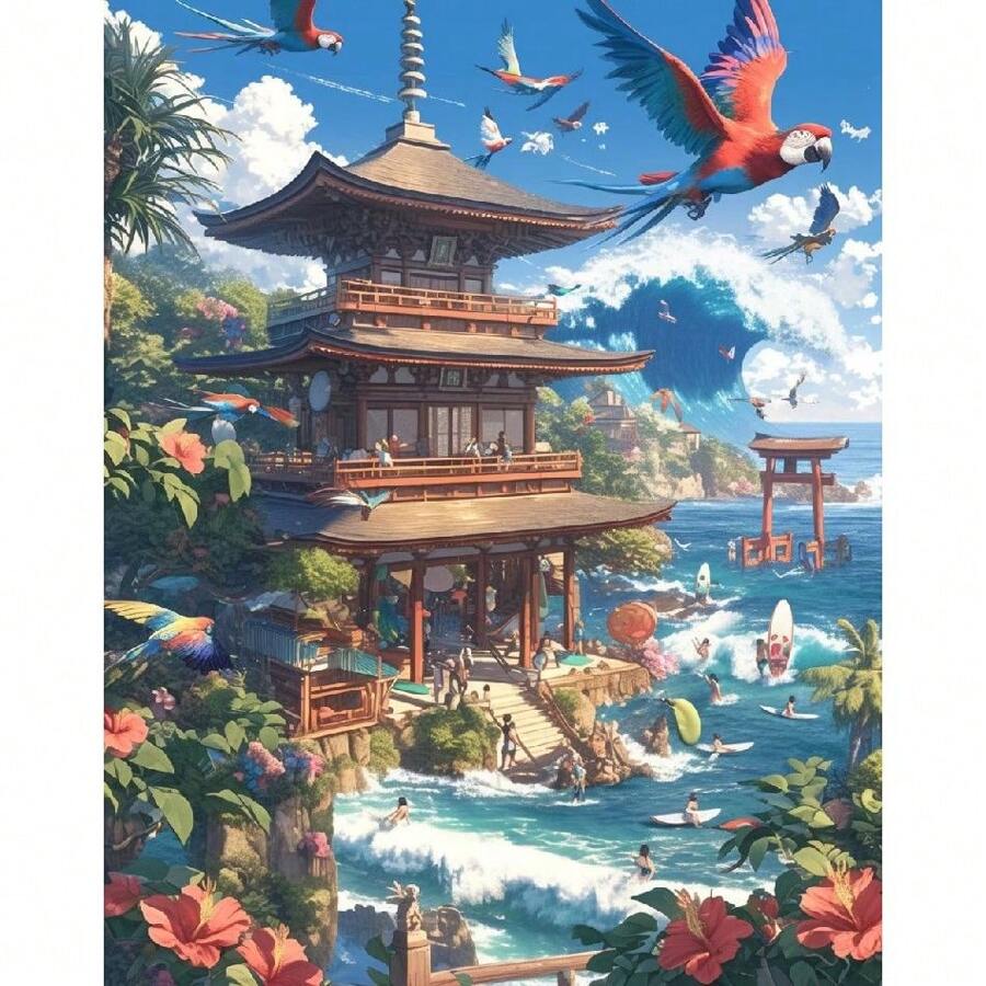 1pc Painting By Numbers Kits Building Landscape Acrylic Paint With Numbers Wall Art Picture For