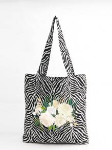 Women's Shoulder Bag, Women's Handbag, Solid Color Women's Bag, Suitable For Travel, Suitable For Shopping, Can Be Customized With Photos, DIY, Birthday Gift, Valentine's Day Gift, Gift For Girlfriend, Boyfriend, Kids, Mother's Day Gift, Father's Day Gift, Halloween Gift, Christmas Gift, Large Capacity, Foldable, Lightweight, Fashionable, Minimalist, Versatile - Black and White - View 5