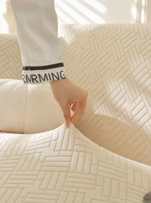 1 件高品质提花毛绒沙发套，超柔软厚弹力沙发套，客厅家具座垫保护套，适合家庭使用 - 奶油白 - 查看 10