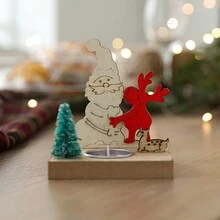 1 Giá nến gỗ trang trí ngày lễ Giáng sinh - Giá nến trà mộc mạc trang trí nhà Giáng sinh, đồ trang trí bàn tiệc lễ hội, hoàn hảo cho tiệc Giáng sinh và trang trí nhà cửa (Không bao gồm nến) - Nhiều màu - Xem 11