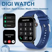 热门 1 件装男士硅胶智能手表表带，1.96 英寸高清触摸屏，音乐播放器，心率监测器，久坐提醒，体温，天气预报，蓝牙，活动追踪器，呼叫提醒，兼容 Android 和 IOS，适合送礼、学校、运动、聚会 - 彩色 - 查看 11