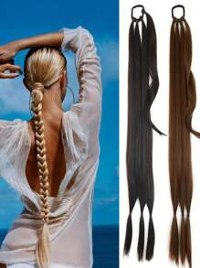 DIY Ponytail Extensions Synthetic Boxing Braids Ponytail Hair Rope For Women High Temperature Fiber Black Brown Ponytail - Multicolor - View 3