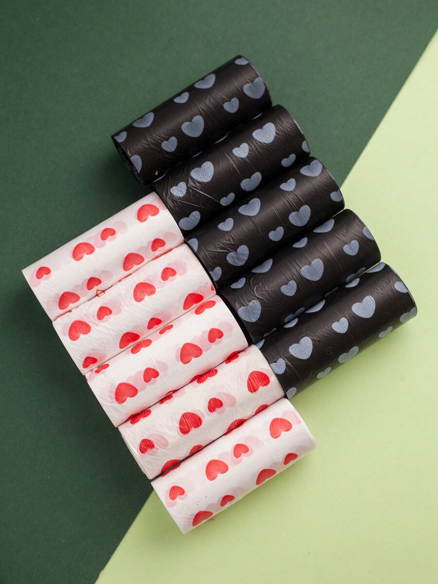 5/10/20 Rolls Thick HeartShaped Dog Poop Bags, LeakProof Pet Waste