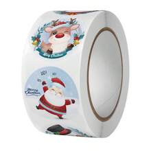 1000pcs Roll Cartoon Merry Christmas Sticker Santa Adhesive Decorative Stickers For Xmas Gifts Envelop Seals Cards Packages,Christmas - Multicolor - View 8
