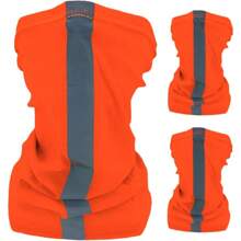 4 Pack High Vis Neck Gaiter Reflective Fishing Bandana Neon Safety Headwear Tube Face Shield With 2 Sides Reflective Stripe - 霓虹橙 - 查看 1