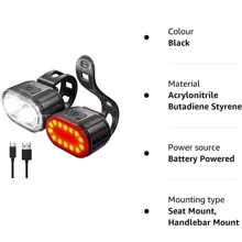 NetHong Mountain Bike Lights USB Rechargeable Bicycle T6 LED Torch Front Rear Lamp Set - Black - View 4