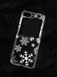 雪花图案透明手机壳，适用于 11/12/13/14/15/15 Pro Max，以及Galaxy Z Flip3/4/5/6 5G智能手机，浪漫飘雪手机壳，国际版，非国内版 - 彩色 - 查看 9