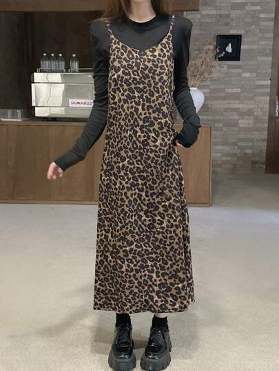 Leopard Print Cami Dress Without Tee