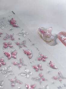 1pc Hot Stamping Nail Sticker, Luxury Butterfly Adhesive Nail Sticker, 5D Jelly Gel Nail Sticker Series, DIY - Multicolor - View 3