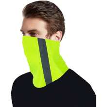 4 Pack High Vis Neck Gaiter Reflective Fishing Bandana Neon Safety Headwear Tube Face Shield With 2 Sides Reflective Stripe - 霓虹橙 - 查看 10