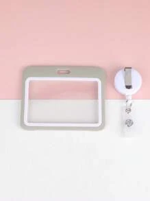 1 Horizontal Card Holder, Double-Sided Transparent Waterproof Card Case, Minimalist Portable Student ID Bus Card Work ID Card Holder, Storage For Certificates - Grey - View 5