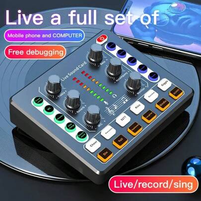 M8 Sound Card,Audio Interface With DJ Mixer Live Sound Card Effects And Voice Changer,Perfect For Live Streaming/Podcasting/Gaming