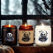 1pc Halloween Decoration Lavender Scented Candle Perfect Gift For Women Men Friends Fall Winter October Cute Dude Pumpkin Orange Party Decor Accessories Scary House Decorative Set Essential Must Have White Elephant Dirty Santa Unique Present