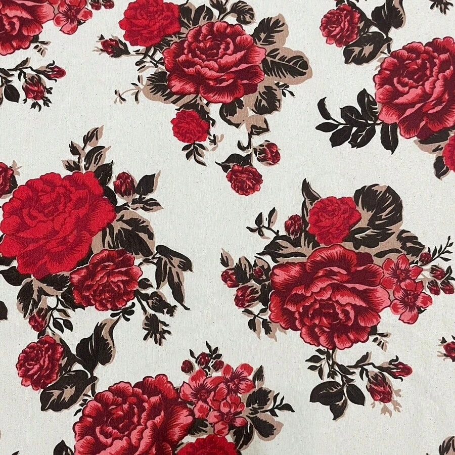 Acqua Decor Waterproof Fabric 1.40m Wide Sofa Cover, Cushion Cover - Floral Rosas Vermelha - 查看 1