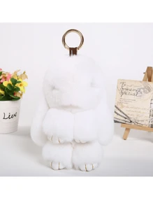 1 件可爱仿兔毛兔子吊坠钥匙扣，毛绒兔子玩偶，可用作包包/钱包装饰 - 彩色 - 查看 14