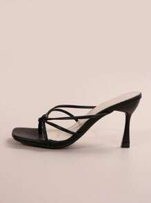 French Breeze Summer Wear Slide Sandals, New Square Toe Thick Heel Sandals To Match Dress - Black - View 7