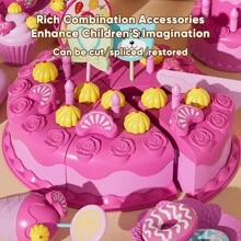 Bộ đồ chơi cắt bánh giả, đồ chơi kẹo nến thổi chân thực cho bé, quà tặng sinh nhật. Bao gồm bộ bánh đầy đủ và phụ kiện tiệc trà: ấm trà, cốc, đồ ăn, đồ tráng miệng giả (không bao gồm pin, phụ kiện màu ngẫu nhiên) - Nhiều màu - Xem 7