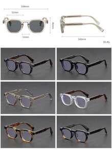 波西米亚复古方形眼镜，女士时尚品牌设计师渐变色铆钉朋克风眼镜，打造街头潮流造型，搭配毛衣夹克、卫衣、连帽衫、皮裤和工装裤，适合夏季海滩度假、户外活动和旅行。 - 彩色 - 查看 7