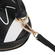 Football Shaped Crossbody Handbag - Unique Sports-Themed Purse With Adjustable Strap - Black - View 7