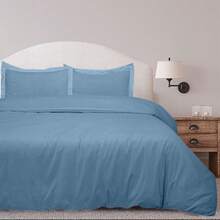Royale Linens, Inc. 3-Piece Set: Royal Linens Double Brushed Full Duvet Covers With Zipper Closure - 湖藍色 - 查看 1