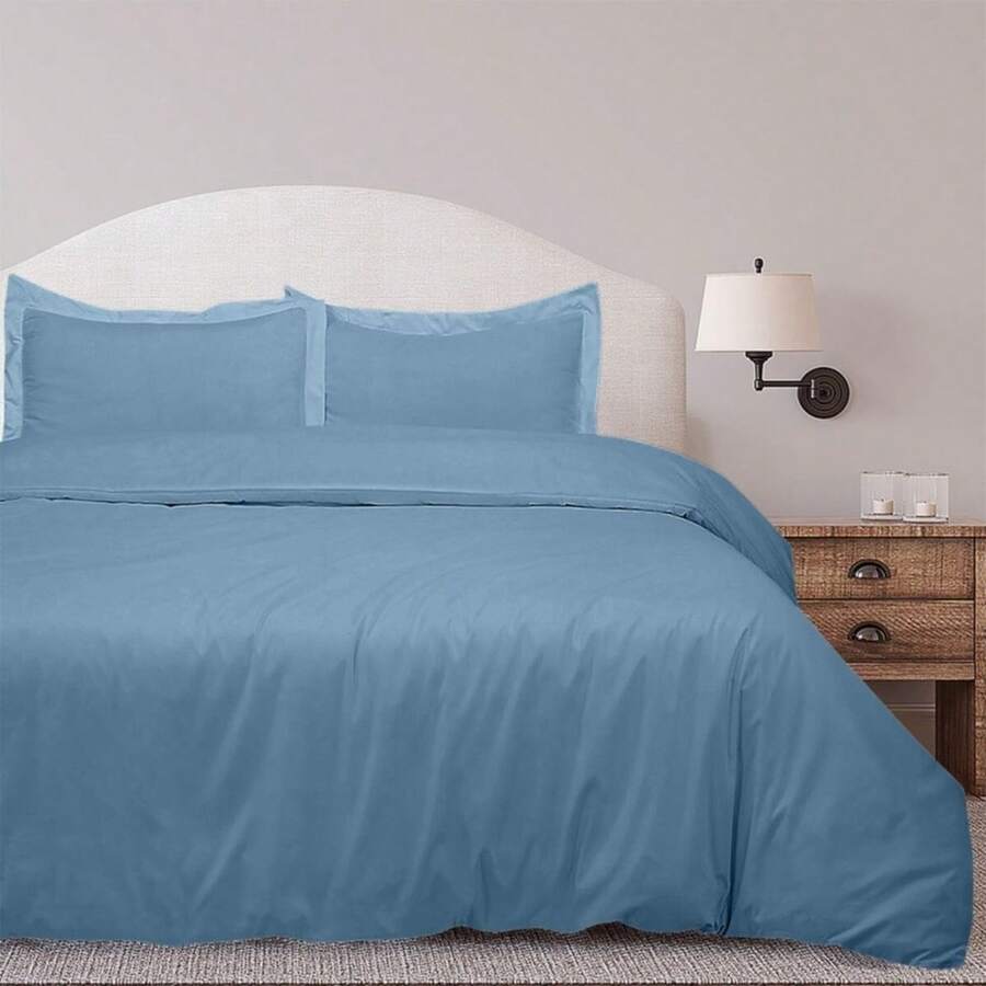 Royale Linens, Inc. 3-Piece Set: Royal Linens Double Brushed Full Duvet Covers With Zipper Closure - 湖藍色 - 查看 1