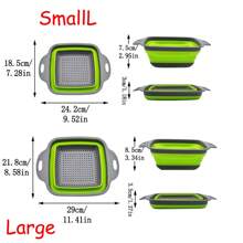 1/2 cái, Rổ lọc silicon, Rổ lọc silicon gấp gọn, Rổ lọc rau củ, Rổ lọc trái cây gia dụng, Rổ thoát nước vuông gấp gọn cho bồn rửa nhà bếp, Rổ đựng rau củ quả, Đồ dùng nhà bếp, Đồ dùng học tập - Nhiều màu - Xem 3
