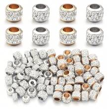10pcs/Pack Copper Rhinestone Large Hole Beads 8X5.5mm, Simple & Fashionable For Bracelet, Necklace, Jewelry Making DIY - Copper Large Hole Beads - View 14