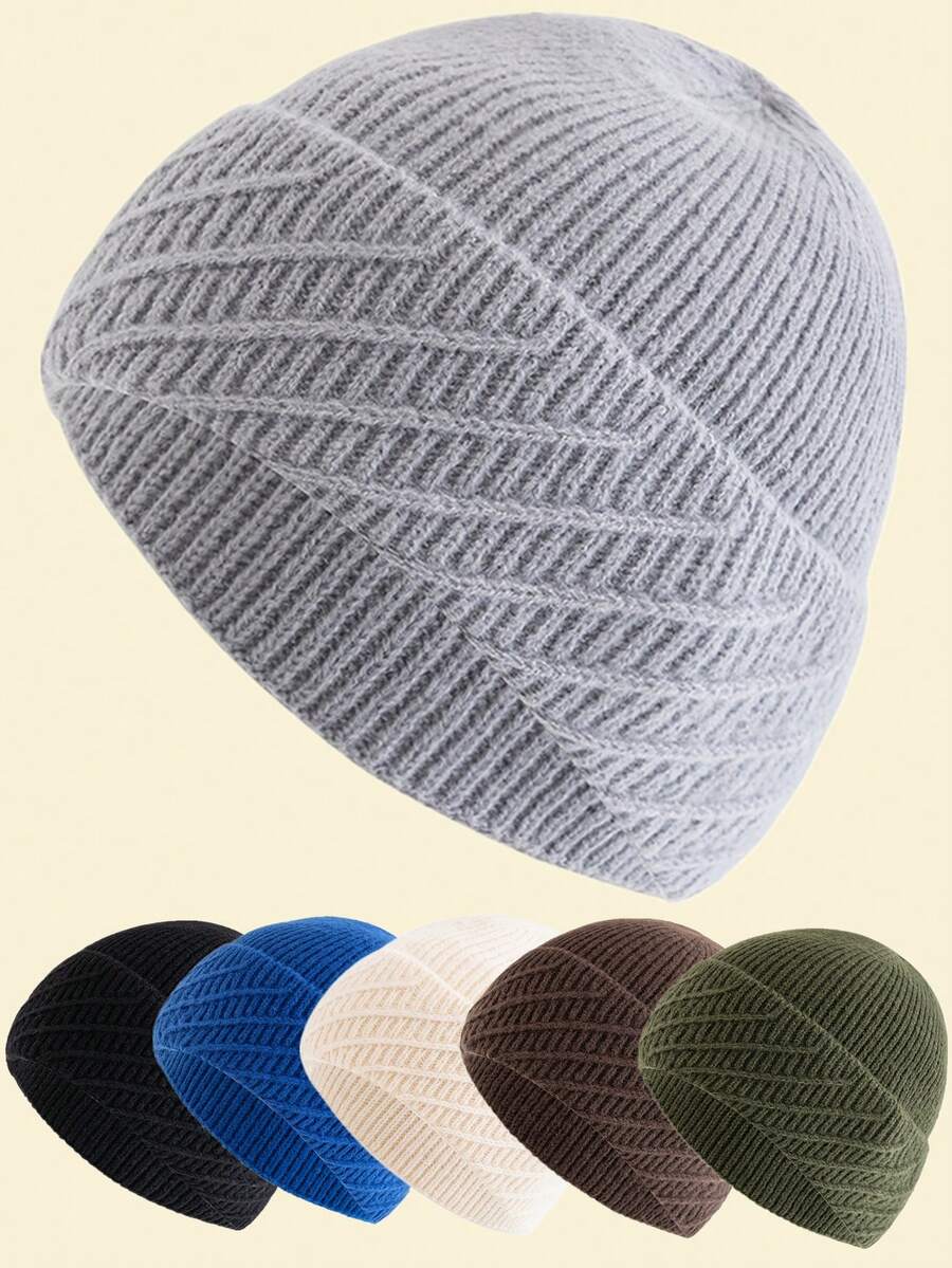 JZML 1 件装男士简约时尚装饰针织帽 - Beanie - 查看 1