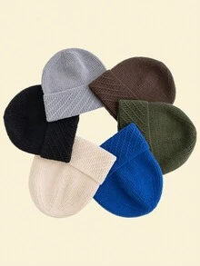 JZML 1 件装男士简约时尚装饰针织帽 - Beanie - 查看 2