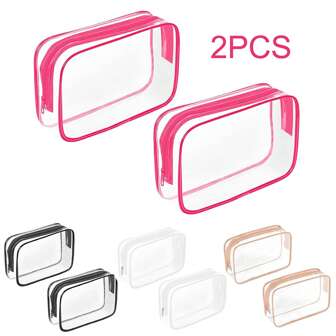 2 st fashionabla och enkla toalettväskor för män och kvinnor, vattentäta genomskinliga kosmetiska påsar i kvartsstorlek för resor, lämpade för båda könen, kan bäras ombord på flygplan och ges 2/3 st tvättväska Badrum strandväska Semester Semester Essentials Skolmaterial Resevaror Damer Sovsal