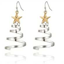 1 对全新圣诞氛围合金创意耳环，适合女性日常佩戴 - 銀色 - 查看 10
