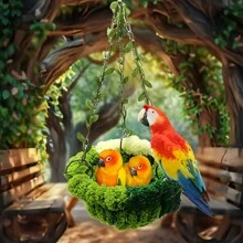 1pc Parrot Sleep Nest Mori Style Hammock Tiger Skin Peony Featured Bird's Nest Bird Cage Hanging Supplies Parrot Nest Swing Fashion Creativity Comfortable Parrot Nest Bird's Nest,Pet Toys - Multicolor - View 3