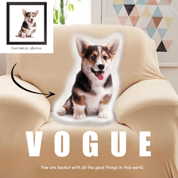Almofadas de pelúcia com fotos personalizadas de animais de estimação para áreas personalizadas - Formas personalizadas faça você mesmo para gatos, cães, coelhos e outros animais - Presentes perfeitos para aniversários, dia dos namorados, Natal e Halloween