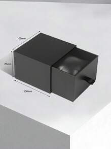 1pc Ribbon Pull-Out Kraft Paper Watch Box, PU Velvet Cushion Watch Case, Retro Delicate Jewelry Box Back To School - Black - View 2