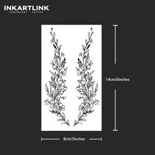 INKARTLINK 革命性技术纹身，半永久纹身，花卉，逼真纹身，动人纹身，临时纹身，假纹身，防水，真实纹身外观，小众设计纹身，果汁纹身，植物纹身 - 黑色 - 查看 5