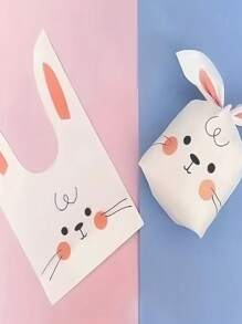 10 件可爱兔耳朵礼品袋婚礼派对节日礼品袋生日礼品袋带手提礼品袋礼品收纳袋，圣诞节情人节