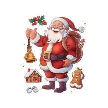 1pc New Christmas Cartoon Santa Claus & Gingerbread Man Glass Window Sticker, Holiday Decoration,Christmas