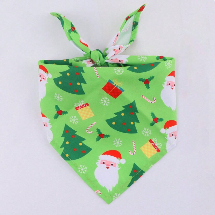 1pc Pet Christmas Holiday Scarf, Santa Claus, Christmas Tree, Cute Bear