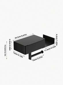 1 pieza Portarrollos de papel higiénico negro con estante de almacenamiento extensible, dispensador de papel de pared de acero inoxidable 304 fácil de instalar sin necesidad de taladrar, organizador de baño y cocina, decoración de verano para el baño